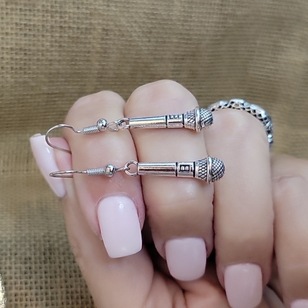 Microphone Charm Drop Earrings